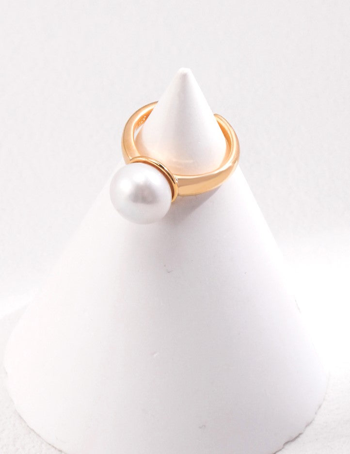 18K Gold Vermeil Lustrous Pearl Adjustable Ring